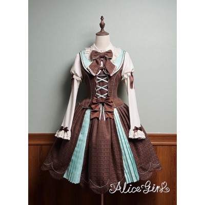 Alice Girl Bear Chocolate Short and Long Skirt and JSK(2nd Pre-Order/2 Colours/Full Payment Without Shipping)